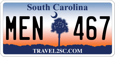 SC license plate MEN467