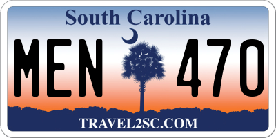 SC license plate MEN470