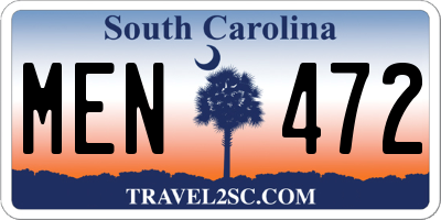 SC license plate MEN472