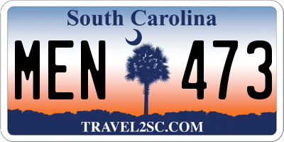 SC license plate MEN473