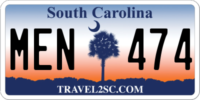 SC license plate MEN474