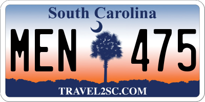 SC license plate MEN475