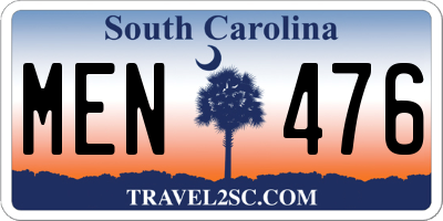 SC license plate MEN476