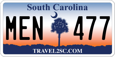 SC license plate MEN477