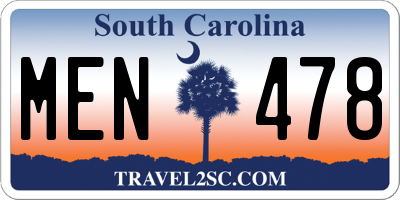 SC license plate MEN478