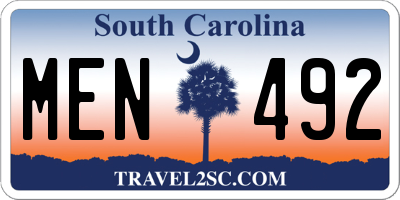 SC license plate MEN492