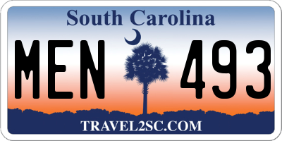 SC license plate MEN493