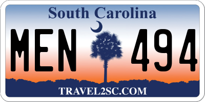 SC license plate MEN494