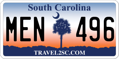 SC license plate MEN496