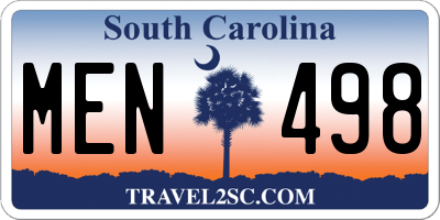 SC license plate MEN498