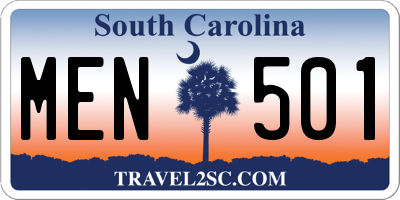 SC license plate MEN501