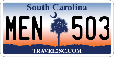 SC license plate MEN503