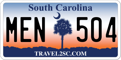 SC license plate MEN504