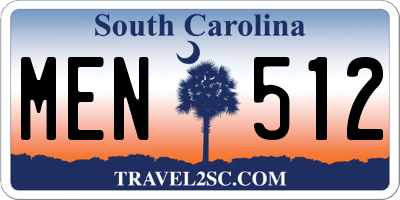 SC license plate MEN512