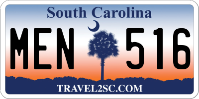 SC license plate MEN516