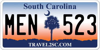 SC license plate MEN523