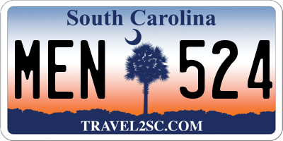 SC license plate MEN524