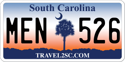 SC license plate MEN526