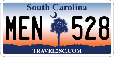 SC license plate MEN528