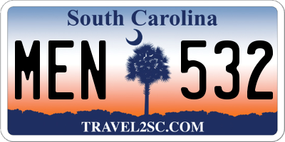 SC license plate MEN532