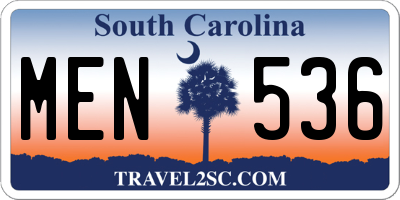 SC license plate MEN536