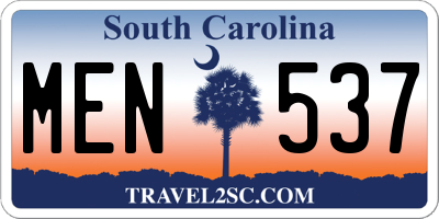SC license plate MEN537