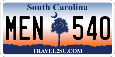 SC license plate MEN540
