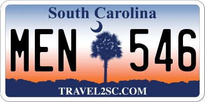 SC license plate MEN546