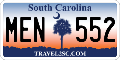 SC license plate MEN552