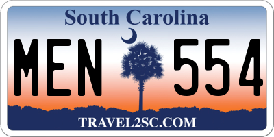 SC license plate MEN554