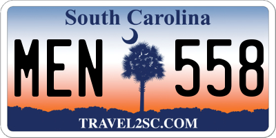 SC license plate MEN558