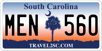 SC license plate MEN560