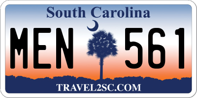 SC license plate MEN561