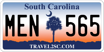 SC license plate MEN565