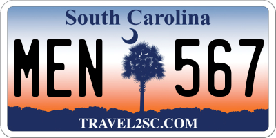 SC license plate MEN567