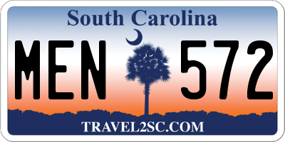 SC license plate MEN572