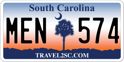 SC license plate MEN574