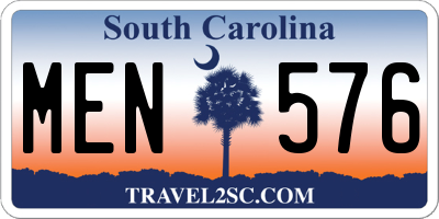 SC license plate MEN576