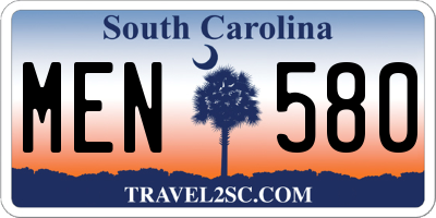 SC license plate MEN580