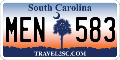 SC license plate MEN583