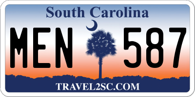 SC license plate MEN587