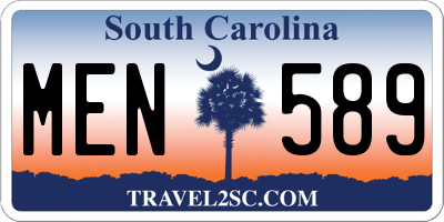 SC license plate MEN589