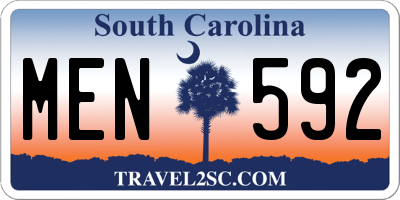 SC license plate MEN592