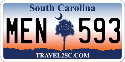 SC license plate MEN593