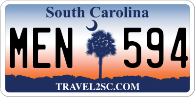 SC license plate MEN594