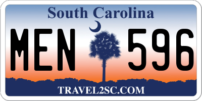 SC license plate MEN596