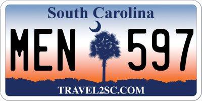 SC license plate MEN597