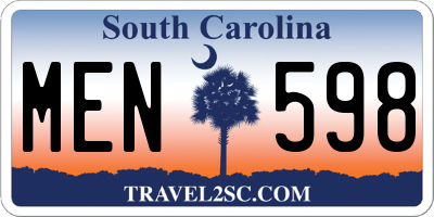 SC license plate MEN598
