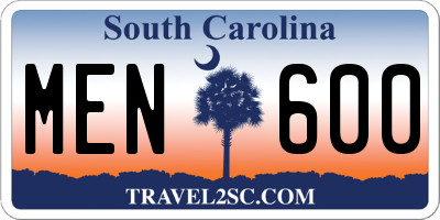 SC license plate MEN600