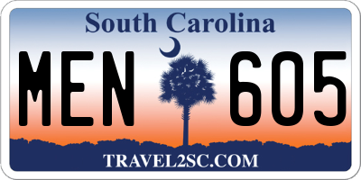 SC license plate MEN605